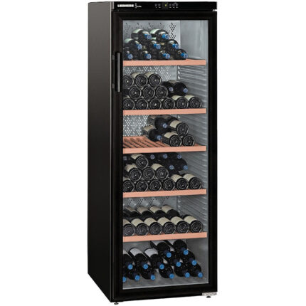 Weinkühlschrank schwarz, 6 Lagen Holz