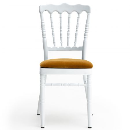 Weißer Französischer Stuhl mit goldenem Sitzpolster