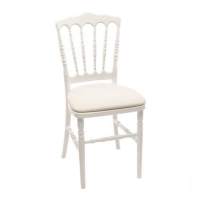 Weißer Französischer Stuhl mit weißem Sitzpolster