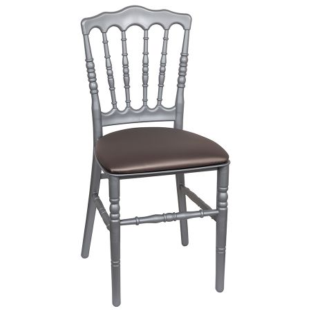 Grauer französischer Stuhl mit grauem Sitzpolster