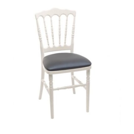 Weißer Französischer Stuhl mit blauem Sitzpolster