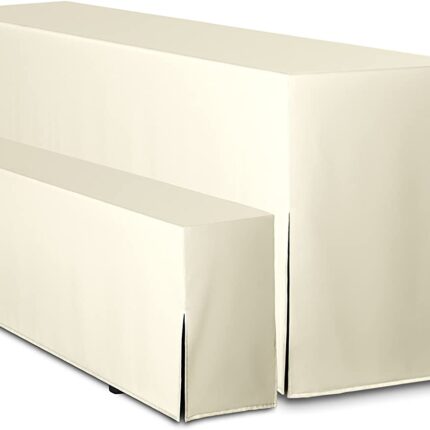 Biertischgarniturhussen 200x50 creme 5 teilig inkl. Sitzauflagen